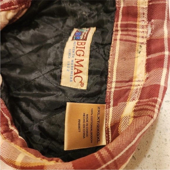Vintage Big Mac Flannel Quilt Lined Pearl Snap Shacket Shirt Jacket Mens 2XLT - Picture 11 of 14
